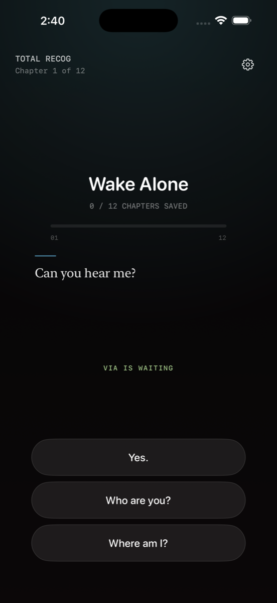 Total Recog Wake Alone chapter screenshot